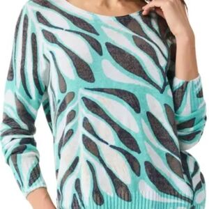 Nic+Zoe Supersoft Flora Grid Knit Sweater womens Large nwot